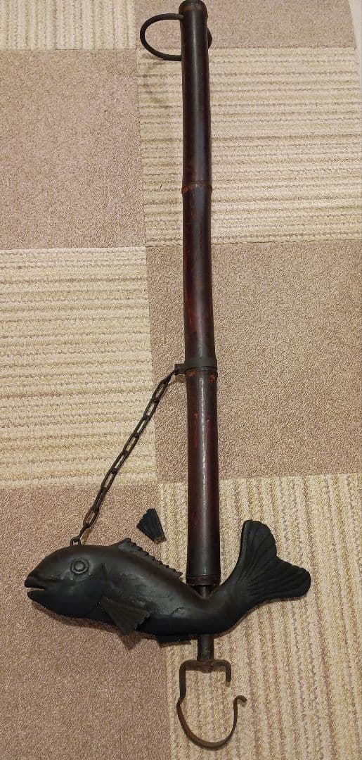 魚　鯛　縁起物　アンティーク古民家骨董囲炉裏吊 自在鉤 竹製 自在鍵 古道具 魚 鯛 縁起物 アンティーク古民家骨董囲炉裏吊 自在鉤 竹製 自在鍵 古道具