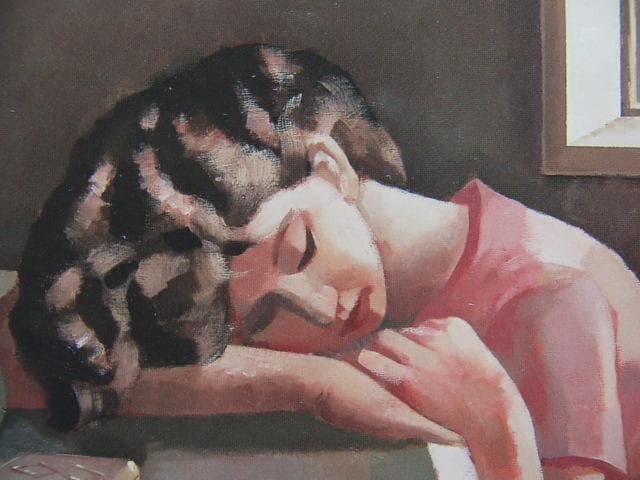 前田利晶、【夢みる女】、希少な画集画、新品高級額 額装付、状態良好