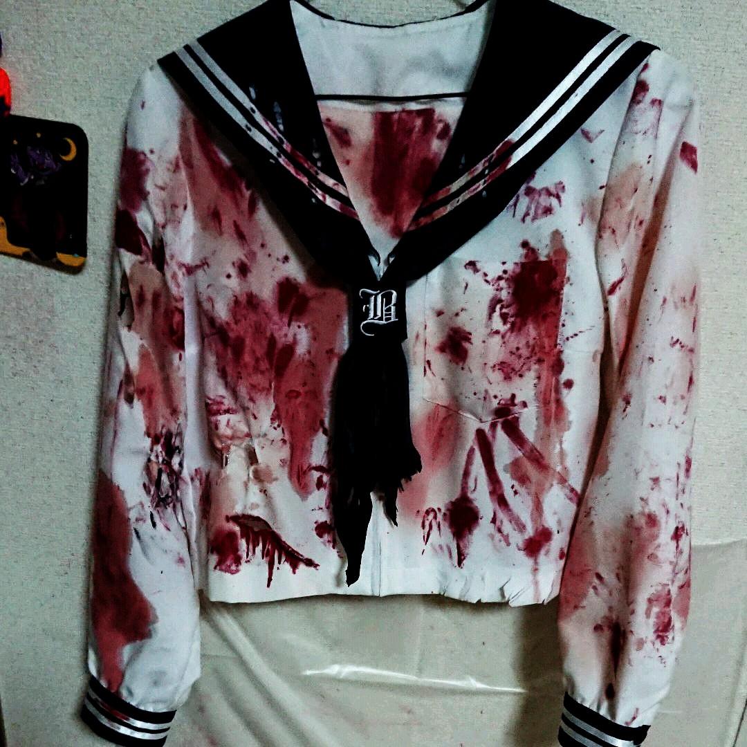 【完成】オーダー 血のり加工 衣装 血まみれゾンビになっても周囲を汚さない【乾いてはがせる血のり