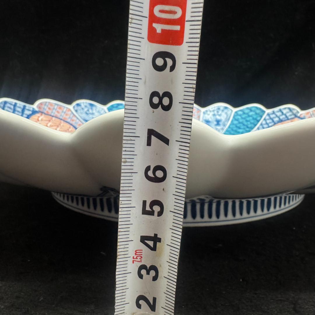 有田名工　年木谷一峰作　菊割親皿　飾り皿　大皿 45cm 皿立て付き