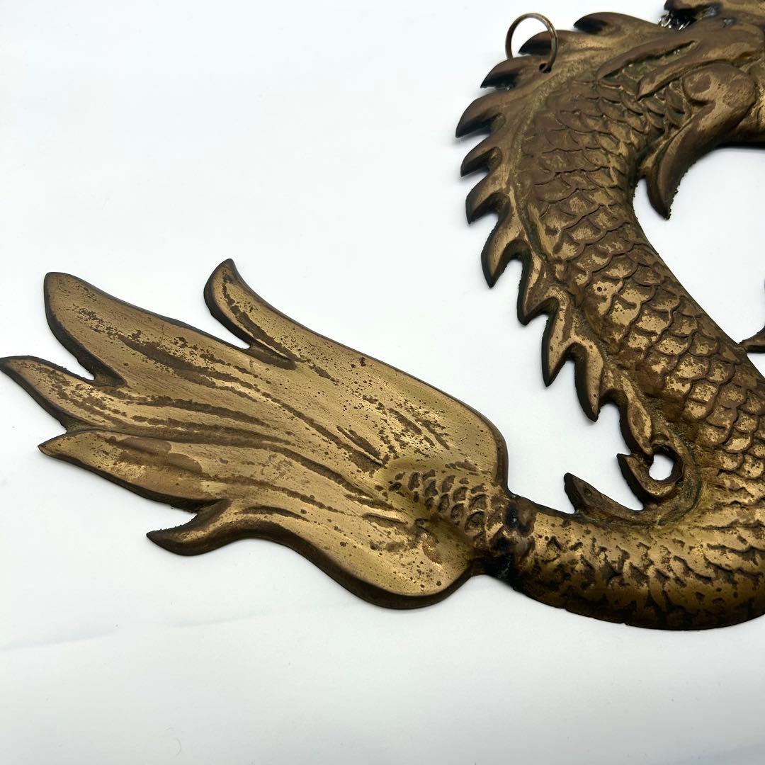 双龍浮彫一対 金属製 95.5cm 壁掛