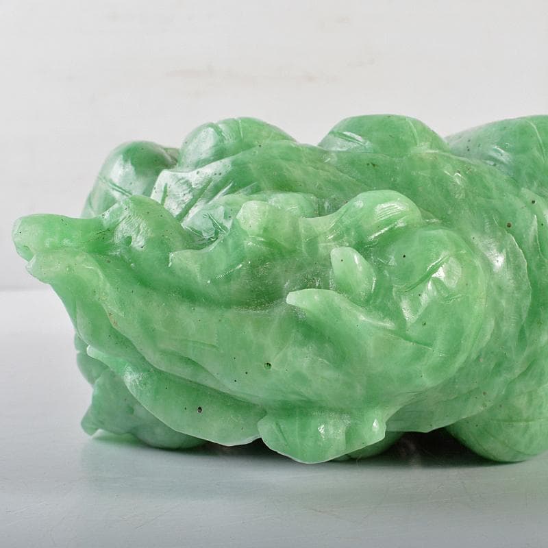 中国 玉石翡翠彫刻 白菜に昆虫 置物 重さ約4.25kg D R5490B