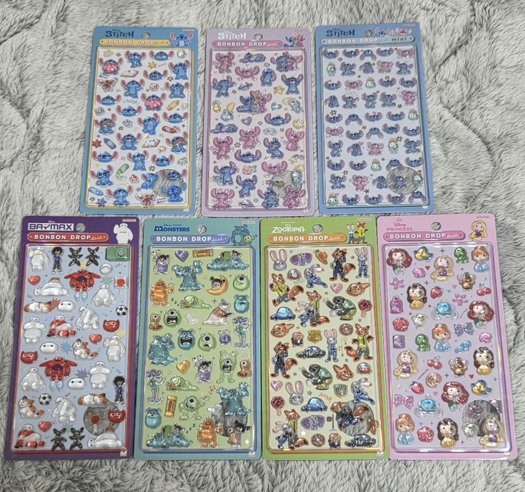 ボンボンドロップシール　ディズニー　まとめ売り ディズニー ボンボンドロップシール 8点セット】大人気キャラクター
