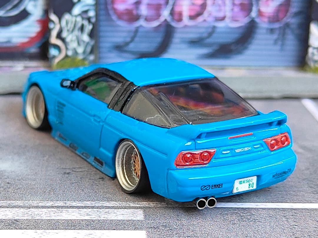 ホットウィールカスタム 日産 シルビア 180sx 青☆自作☆深リム