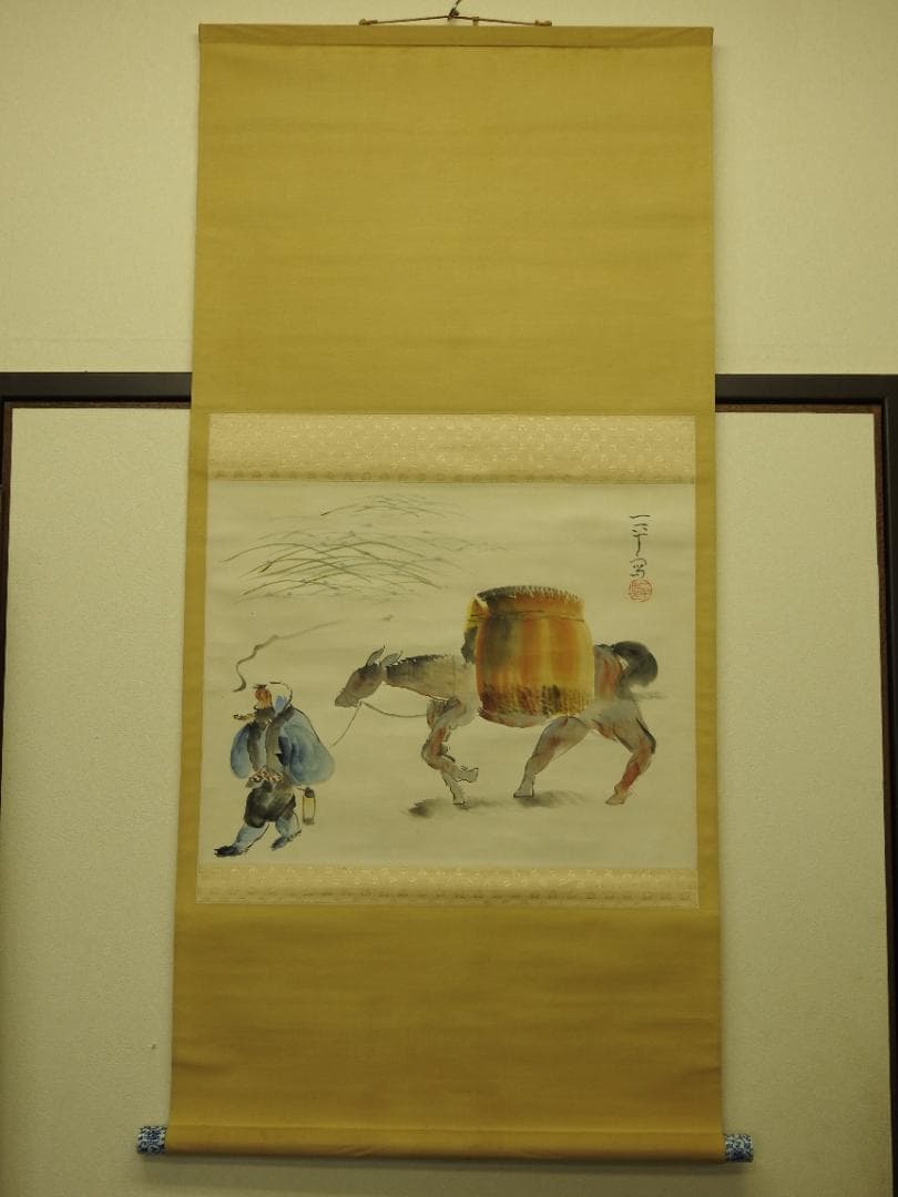 岡本一平　馬を引く人物図　箱なし　MA914 岡本一平画 - 日本近代文学館