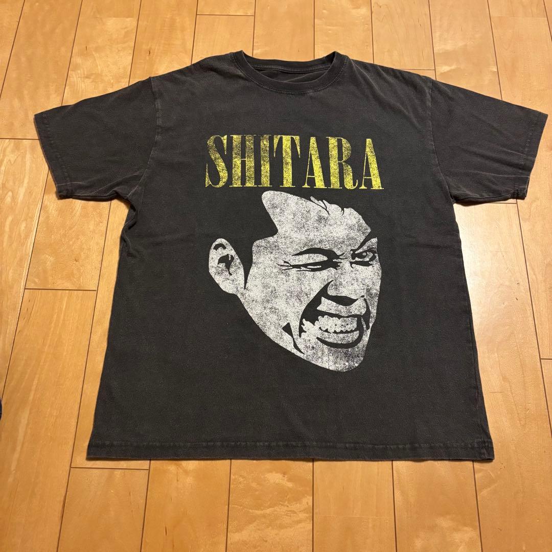 設楽 プリント Tシャツ Sサイズ ダークグレー 5.6オンス トライブレンド ビッグシルエット Tシャツ：1105