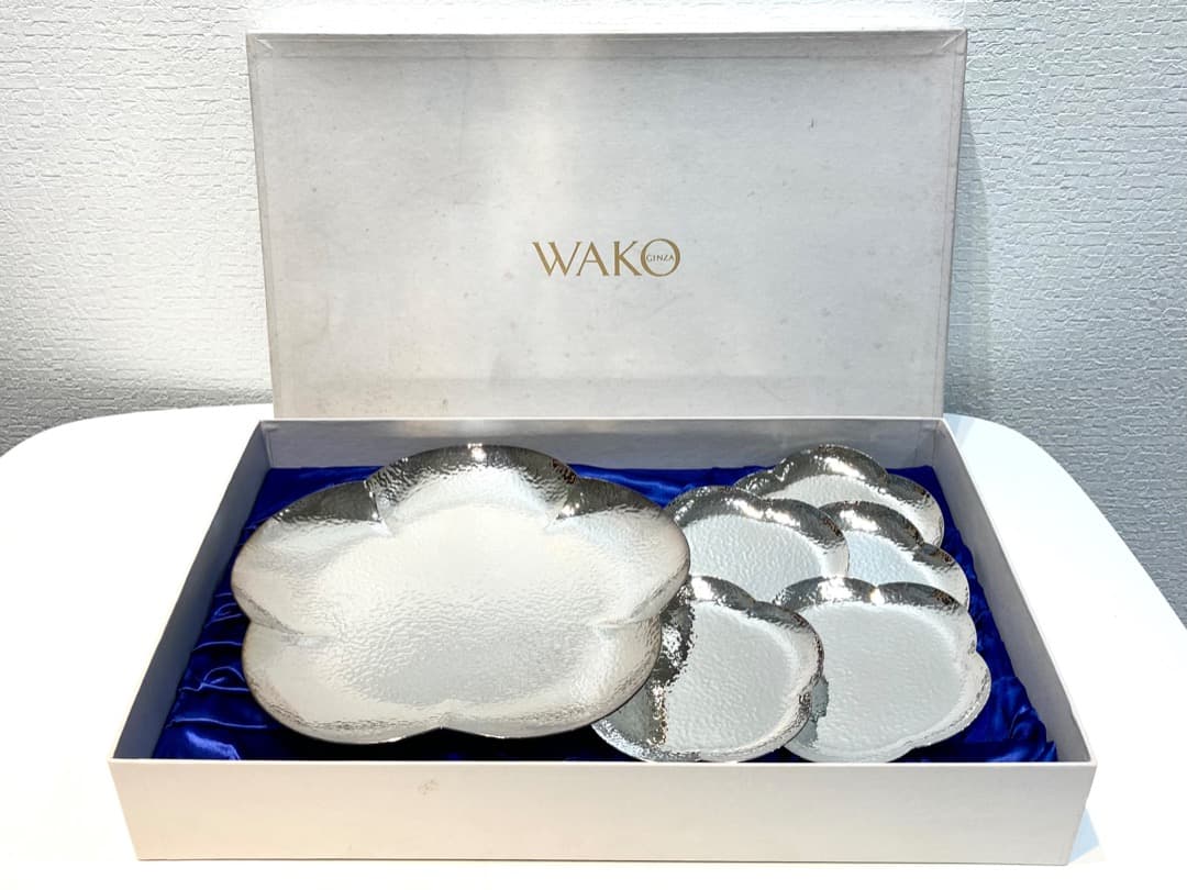 587【GINZA WAKO プレート 6枚セット】銀座和光 銀仕上げ 箱付 - メルカリ