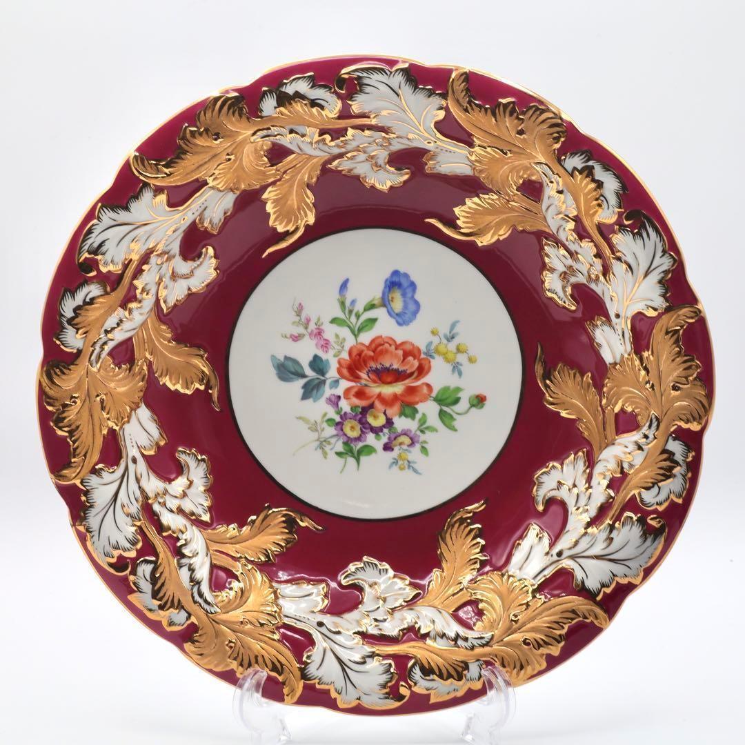 MEISSEN マイセン 一級品 グランツゴールド 飾り皿 金彩 赤 ボルドー マイセン 1級品 グランツゴールド 飾り皿 金彩 赤 ボルドー - メルカリ
