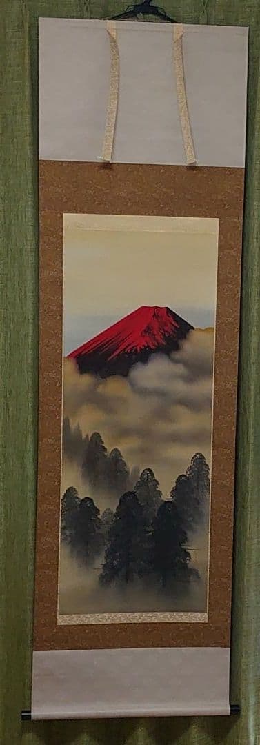 赤富士山水 田中芳園  掛け軸 Amazon | 田中芳園 掛軸 「赤富士山水」 | 仏間・神道用掛軸・表装 通販