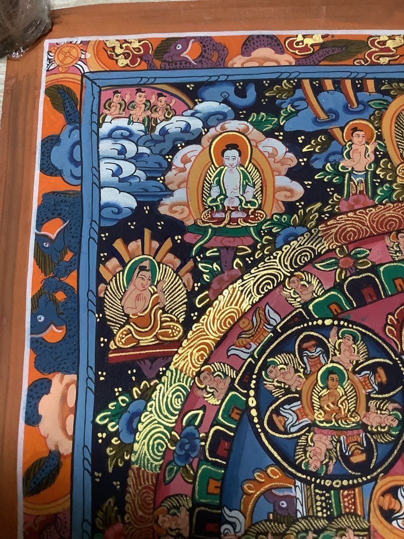 《 チベット密教　新品　1点物 》 手描き　曼荼羅　仏陀　釈迦　仏画　仏教　e3