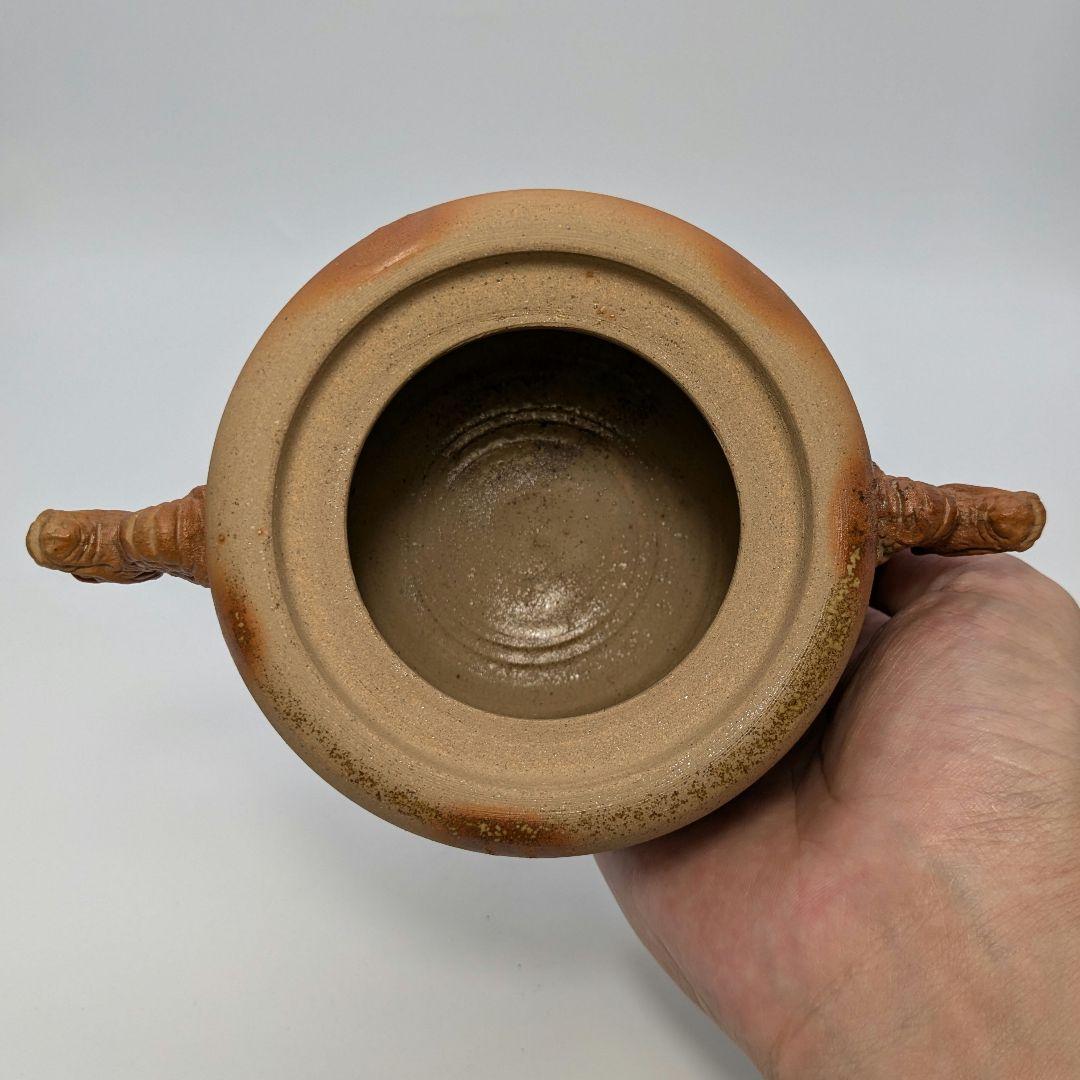 清麻呂窯 備前焼 龍摘緋襷双耳三足香炉 竜 獅子 香道具