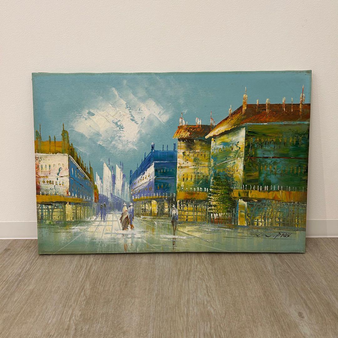 油絵 K.W.PARK 絵画 額付き 油彩