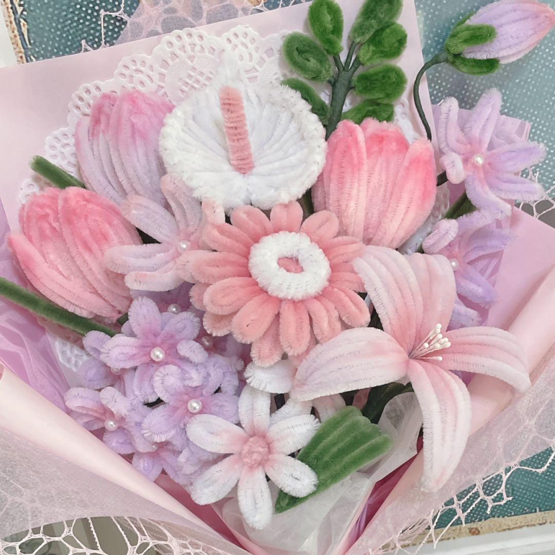モールフラワー ブーケ 花束 枯れないお花 韓国 ピンク パープル 36