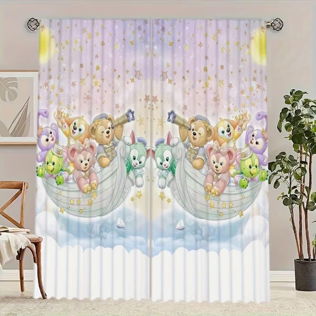 まとめ割有り♪ダッフィーフレンズ カーテン 2枚組 60cm×150cm×2