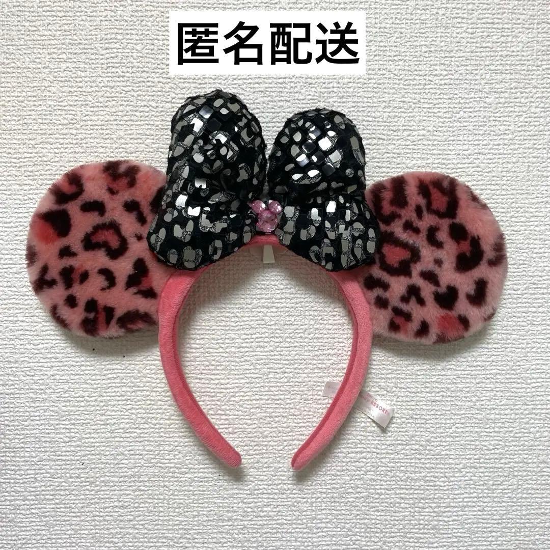 レア ディズニー カチューシャ ヒョウ柄 ピンク 黒リボン - メルカリ