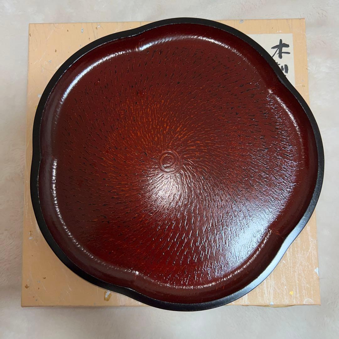 木製八角形盆 赤色と茶色 楽天市場】丸盆 木製 トレー トレイ お盆 24cm くつわ布貼り 根来 赤