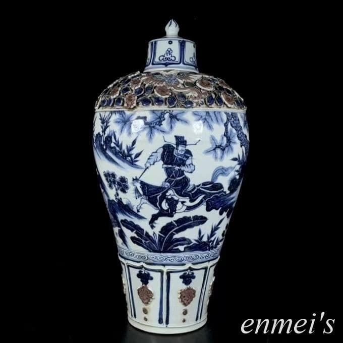 中国古美術✦青花釉裏紅捏花蕭何月下で韓信を追う梅瓶✦文房具・純手描き・陶芸・花瓶 釉裏紅鳳凰文瓶 – MOA美術館 | MOA MUSEUM OF ART