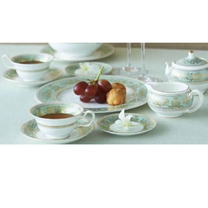 美品　保管品　ウェッジウッド　コロンビア グリーン ２7客セット ウェッジウッド コロンビア セージグリーン フルセット 黒壺刻印