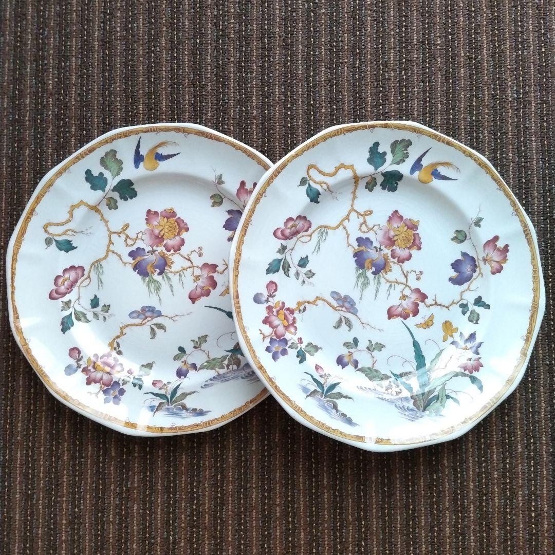 【美品】ウェッジウッド　デボンローズ／デヴォンローズ　ディナー皿　２枚　貫入あり 美品】ウェッジウッド デボンローズ／デヴォンローズ ディナー皿 2枚