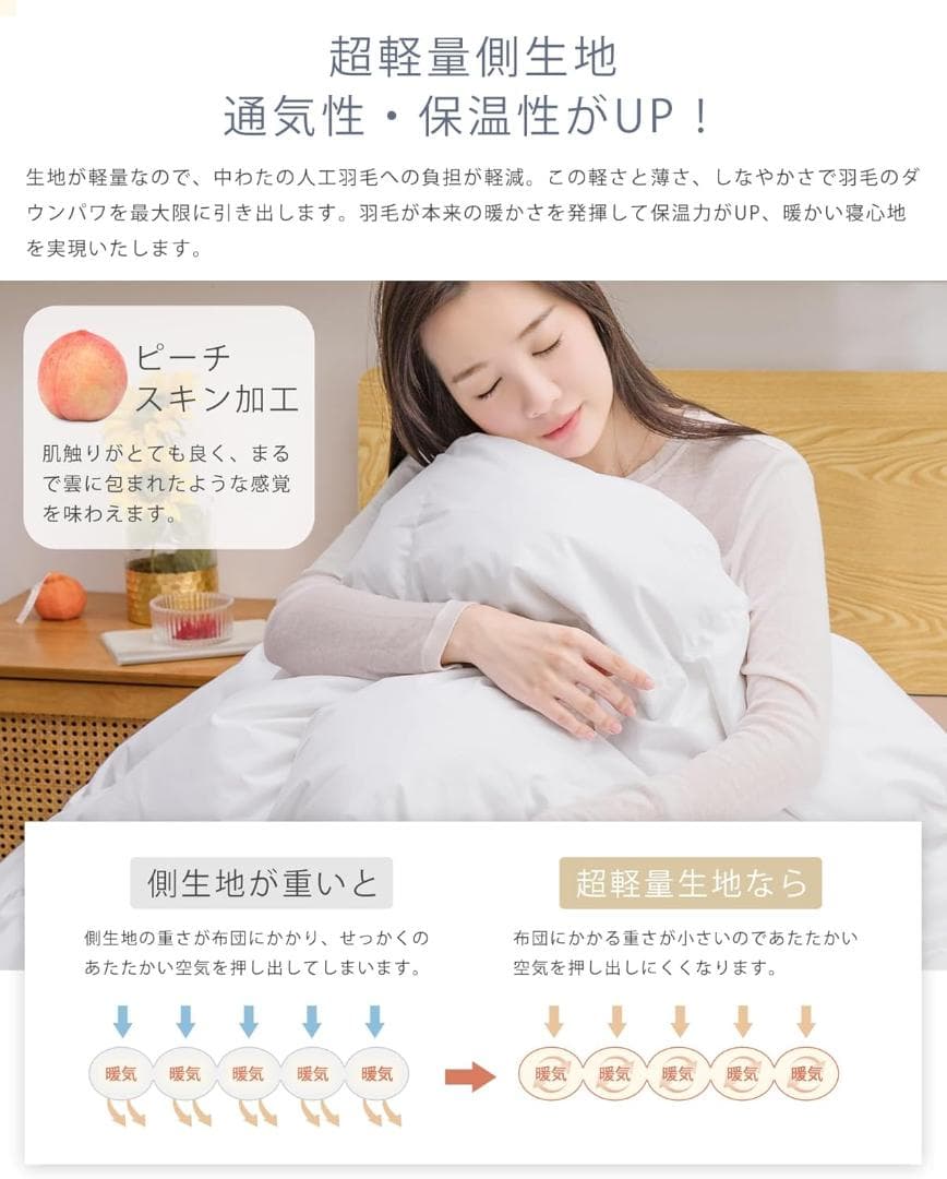 新品】150×210 シングル2枚セット 羽毛布団 超軽量 肌掛け布団 ふとん