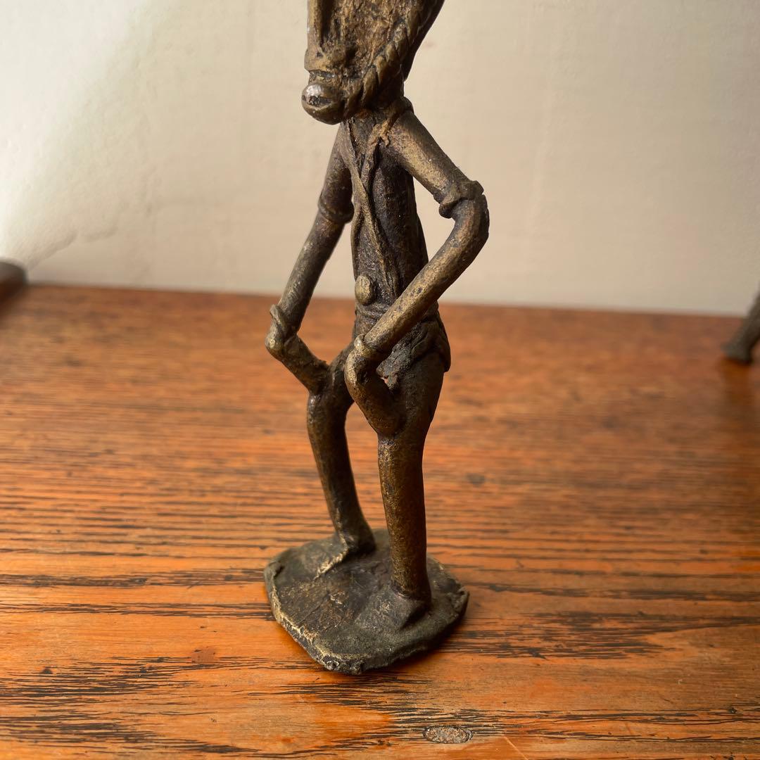 アフリカ ドゴン族 金属製 ブロンズ 仮面の人物 プリミティブアート