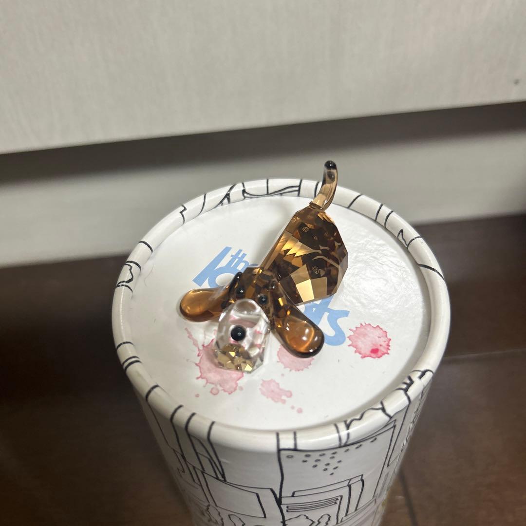 極美品】SWAROVSKIスワロフスキーバセットバウンド犬置物