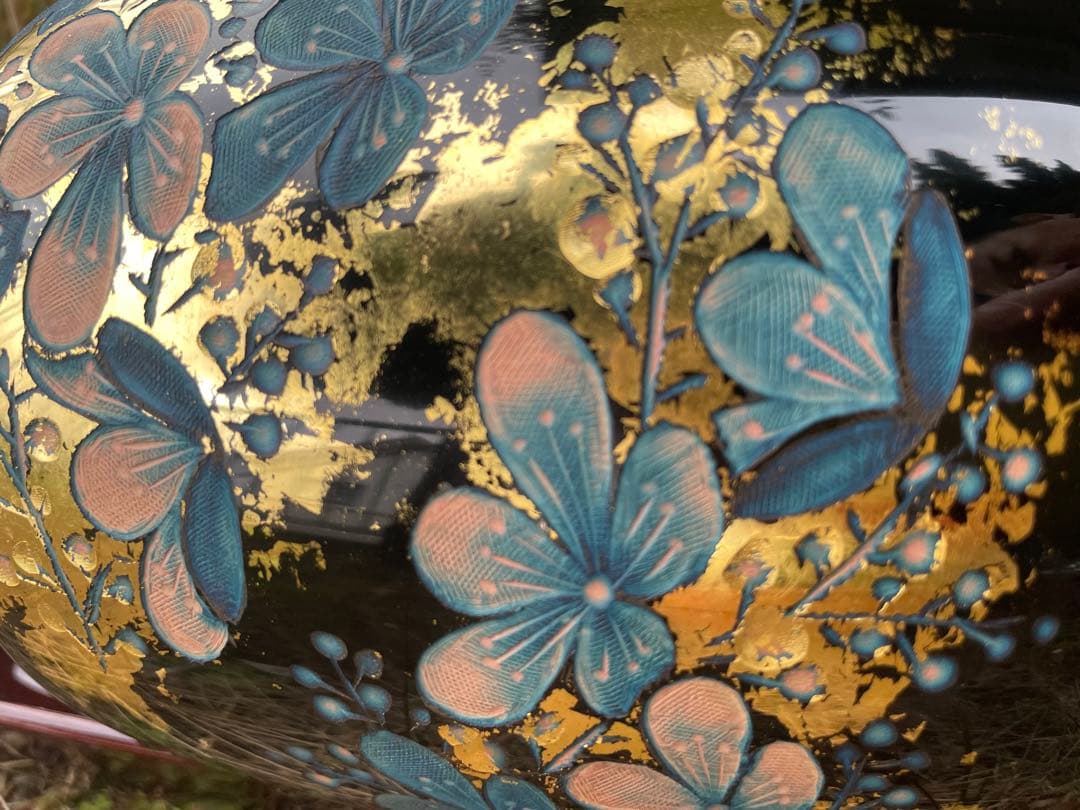 未使用】彫漆飾壺 美之作 花瓶 草花漆花瓶 箱入り 讃岐漆芸 共箱 漆飾