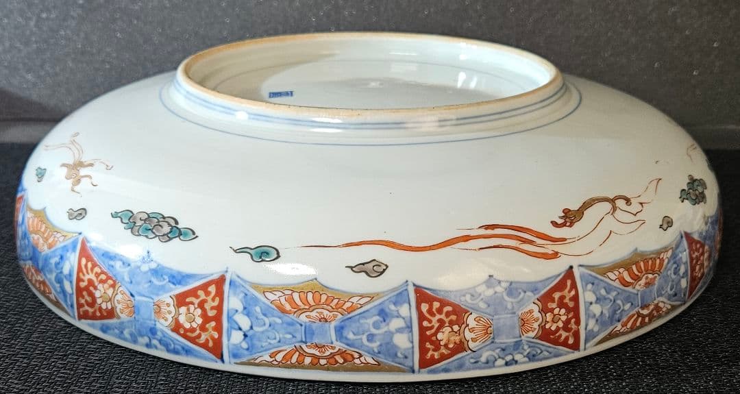 大名品❗】江戸時代 古伊万里 染錦 唐草文に金彩色絵唐子図 31.2cm大鉢