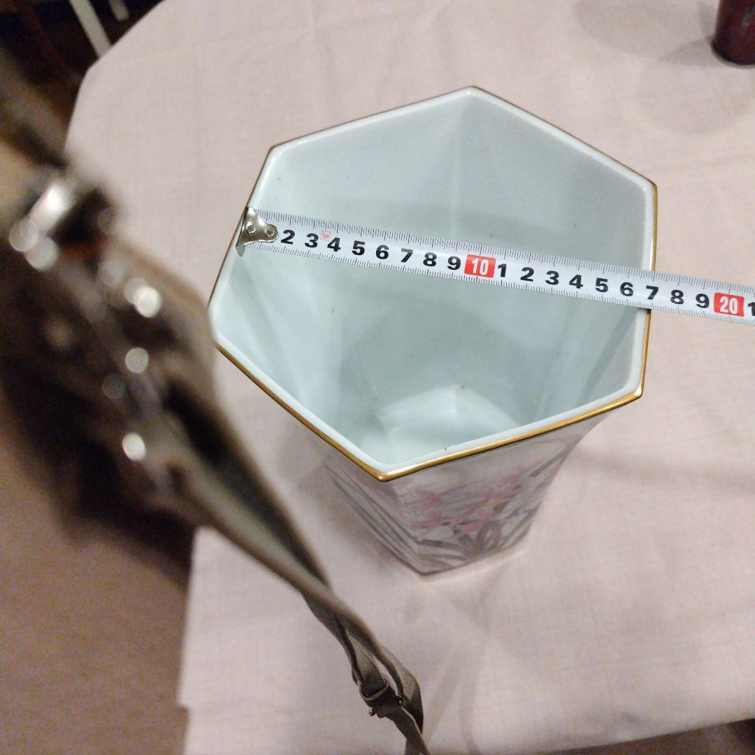 香蘭社 八角形の花瓶 ピンク花柄 陶磁器 - メルカリ