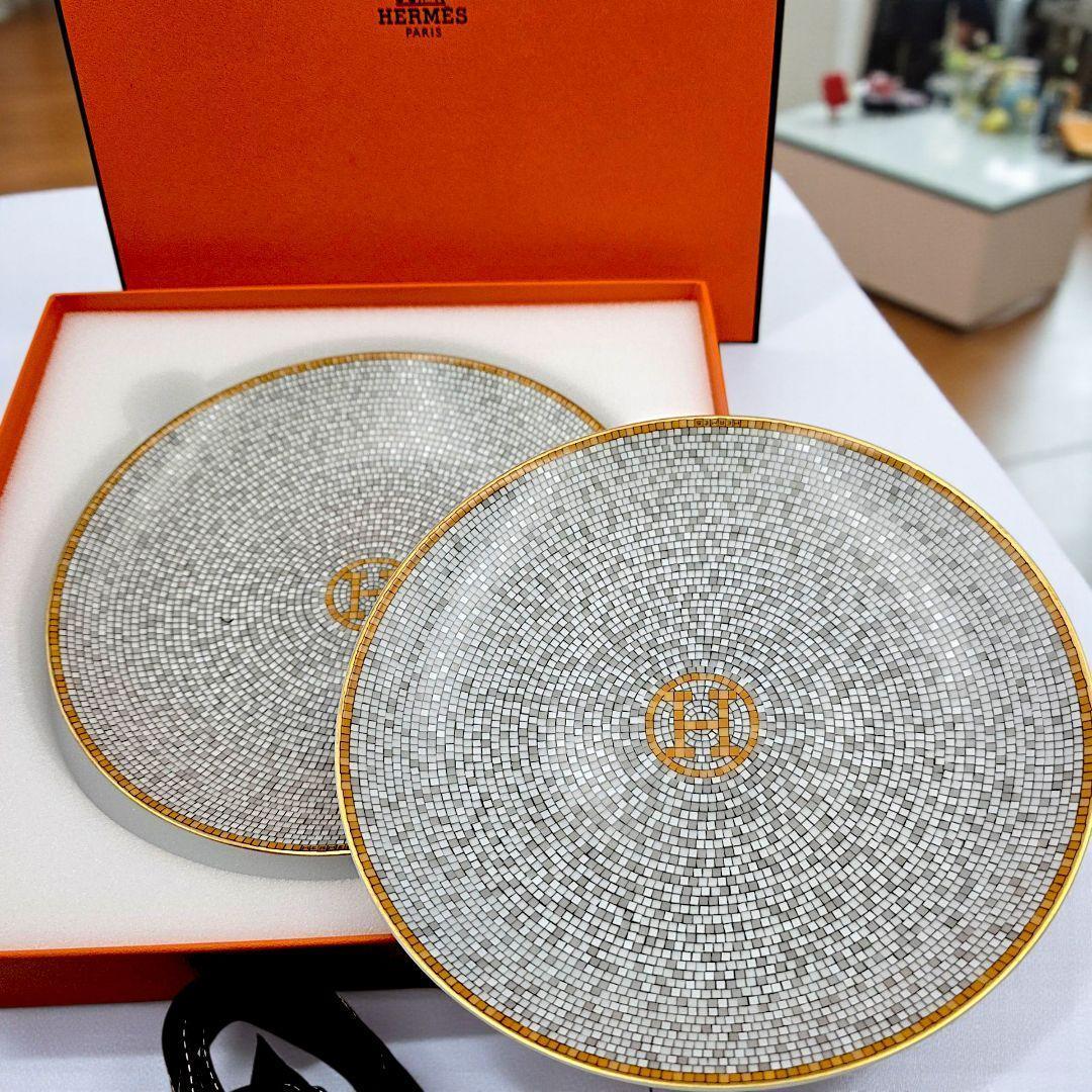 エルメス モザイク24 ヴァンキャトル ゴールド 16cm HERMES エルメス モザイク ヴァンキャトル 灰皿 ゴールド 名入れ彫刻代