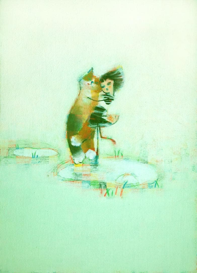 絵画 インテリア 油絵 F4-072719 可愛い子猫と女の子(蟻さん) - メルカリ
