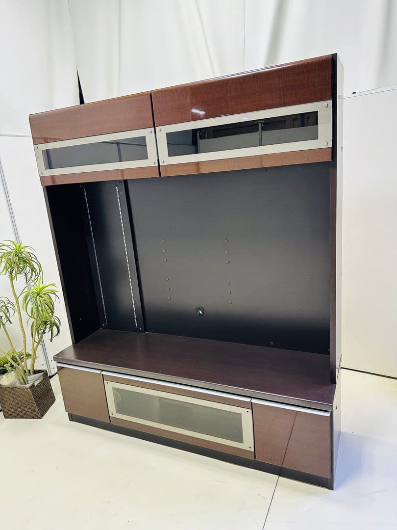 モダンテレビ台 ダークブラウン 引き出し付きテレビ台ハイタイプ Life with Design 180 テレビ台 【本体ウォールナット＋前板グレー