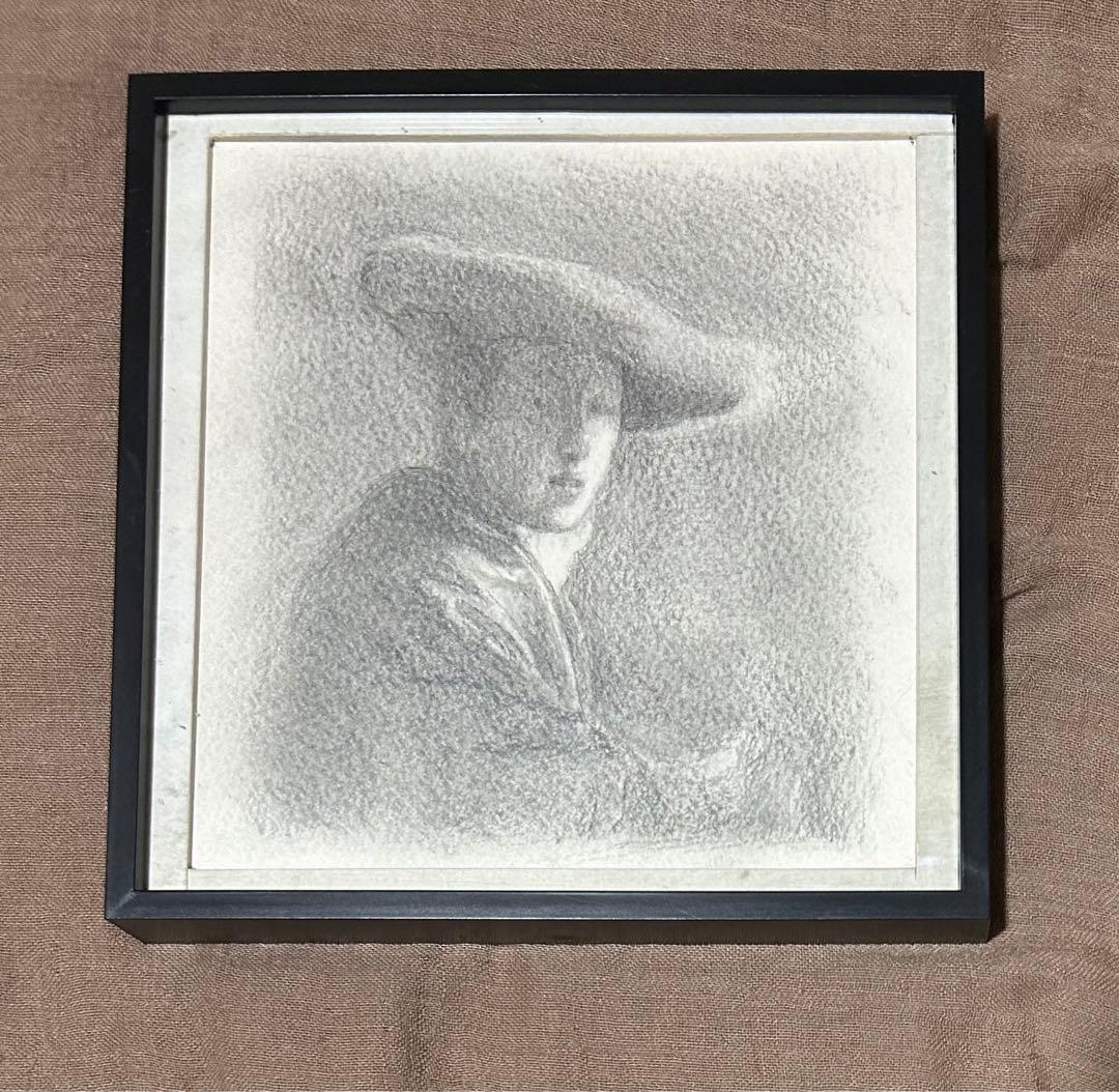 ヨハネス・フェルメール「赤い帽子の女」の鉛筆模写　額付き　箱あり 楽天市場】絵画 アート 額絵 世界の名画 洋画 インテリア 赤い帽子の女