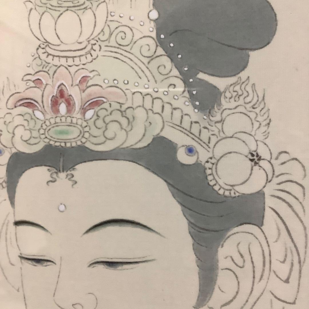 日本画 菩薩 岩崎甚一郎 金色縁額装