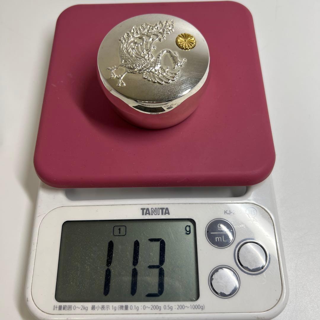 平成2年 純銀 天皇御即位記念鳳凰文ボンボニエール 共箱 東Y7-0804