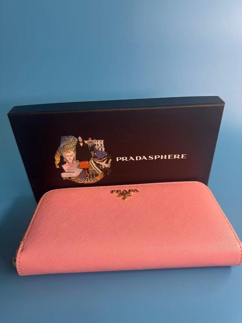 Prada ピンク ロング財布 PRADA（プラダ） ラウンドファスナー長財布[小銭入れ付き] ローズ