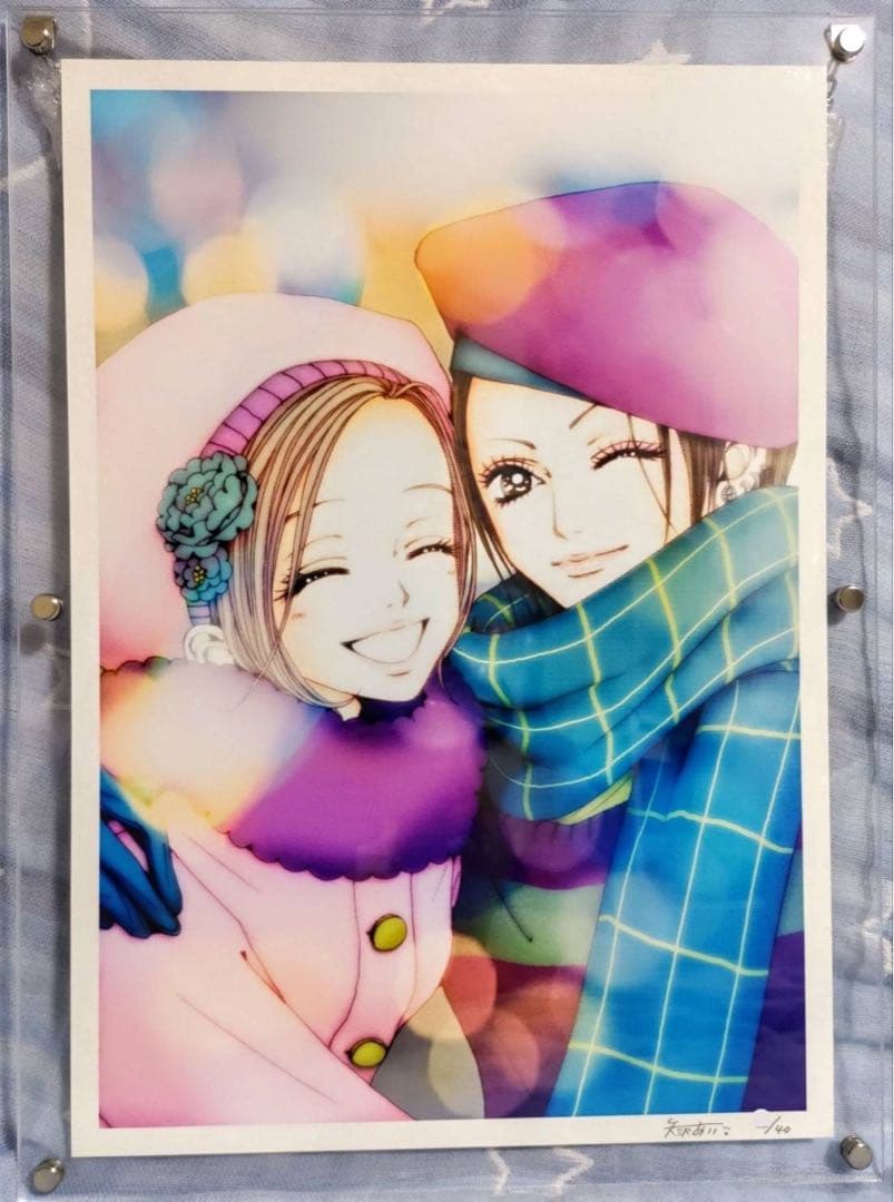 NANA 矢沢あい シリアルナンバー 直筆サイン入り アクリル額装入り 複製原画 非売品 希少品】 矢沢あい 複製 サイン色紙 NANA 2003 注意事項あり