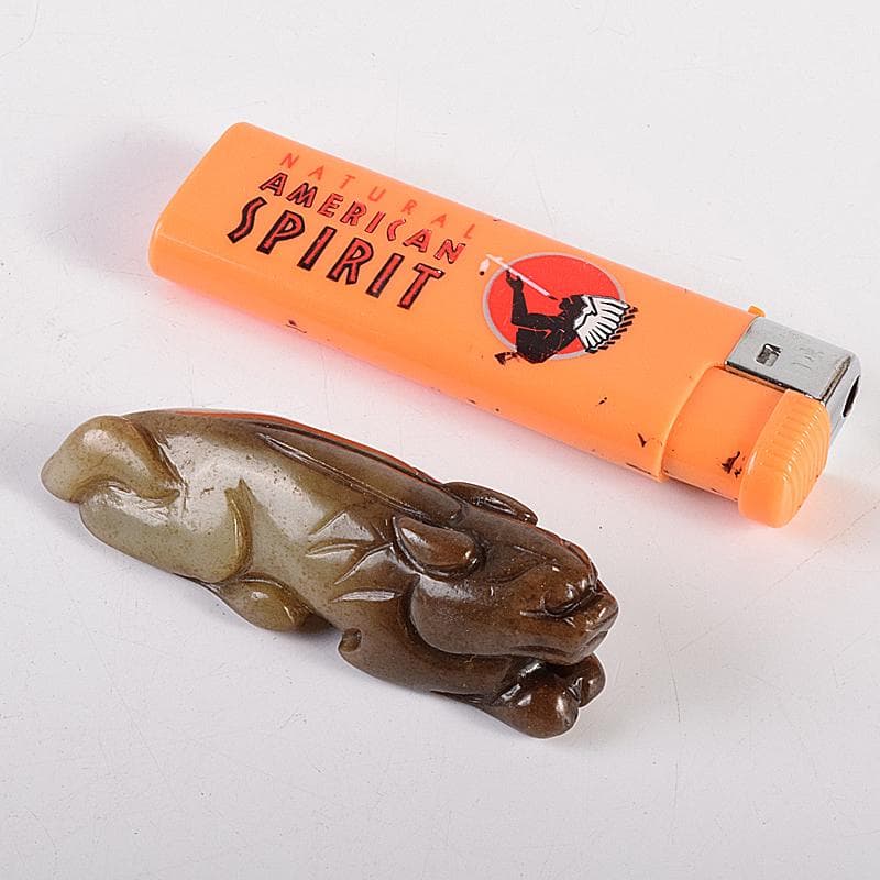 中国 玉石彫刻 神獣 根付 紙鎮 置物 C 7886E