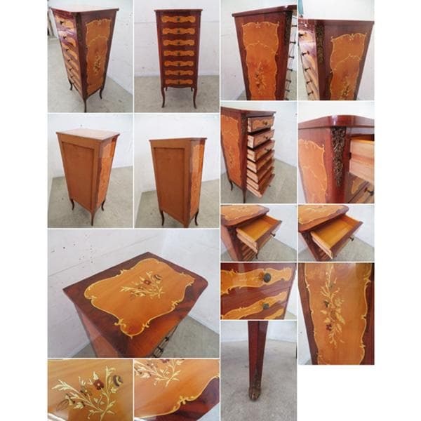 美品□イタリア最高峰□マルコーニアルテ□象嵌□7段チェスト□猫脚