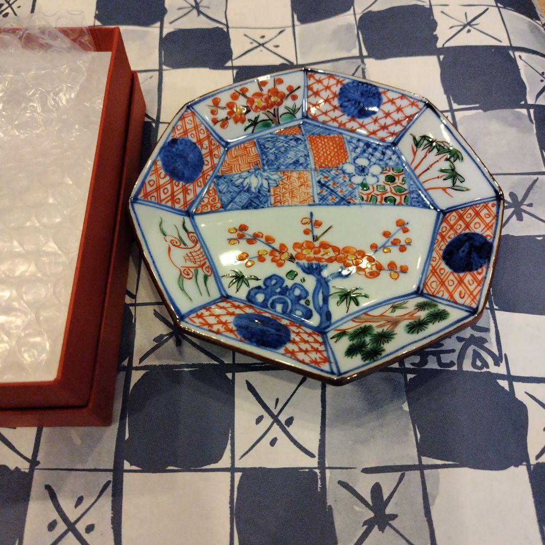 四代目須田菁華 祥瑞八角松竹梅皿1枚