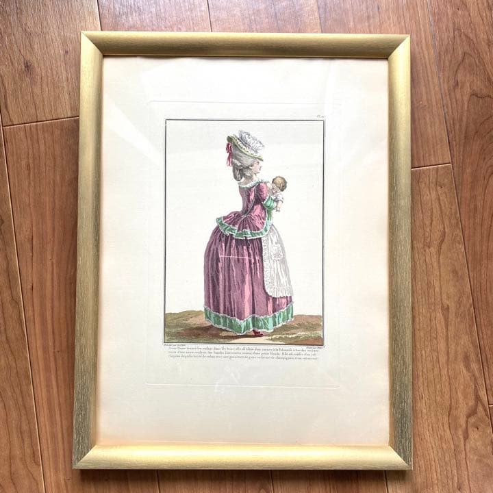 貴重1900年作品絵画『100年前のフランス貴婦人』手彩色アンティーク