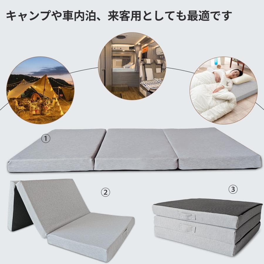 マットレス 三つ折りマットレス 2層高反発極厚10cm シングル折りたたみ