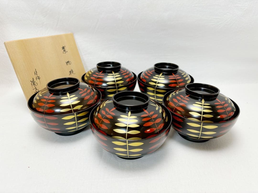 未使用 懐石道具 塗師 岡本陽斎作 木製黒真塗 金彩蒔絵 煮物椀 5客揃 共箱 2026年最新】塗師陽斎の人気アイテム - メルカリ