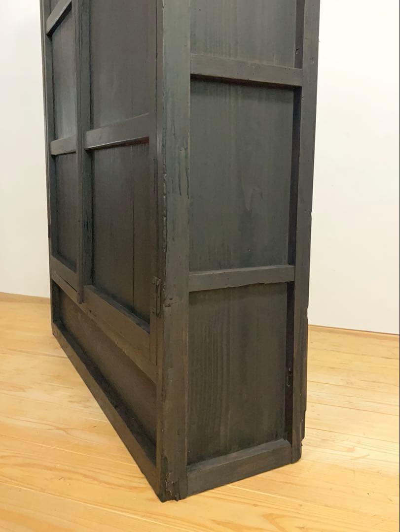 黒色 収納棚 戸棚 高さ約150㎝ M078 古道具 ビンテージ アンティーク