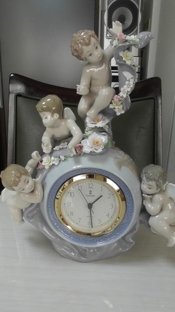 LLADRO　リヤドロ【天使の時計】2　リアドロ　インテリア　陶器　Ｌ408 LLADRO（リヤドロ） ロゴ 置き時計 01009603 LLADRO ギフト プレゼント