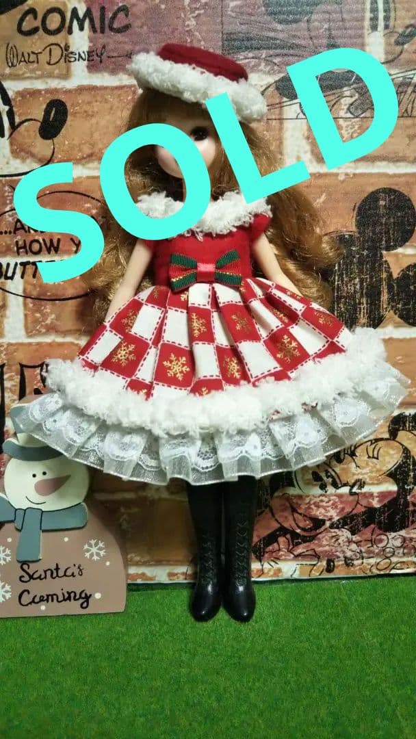 リカちゃん人形 洋服 ハンドメイド  クリスマス 2645 ドール服 リカちゃん 27cmドール ホワイトクリスマス ドレス その他