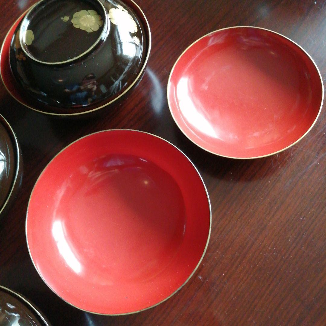 木製漆器　金彩梅紋蓋付椀　19客　13.5cm　寛政7年　【全て小カケあり】