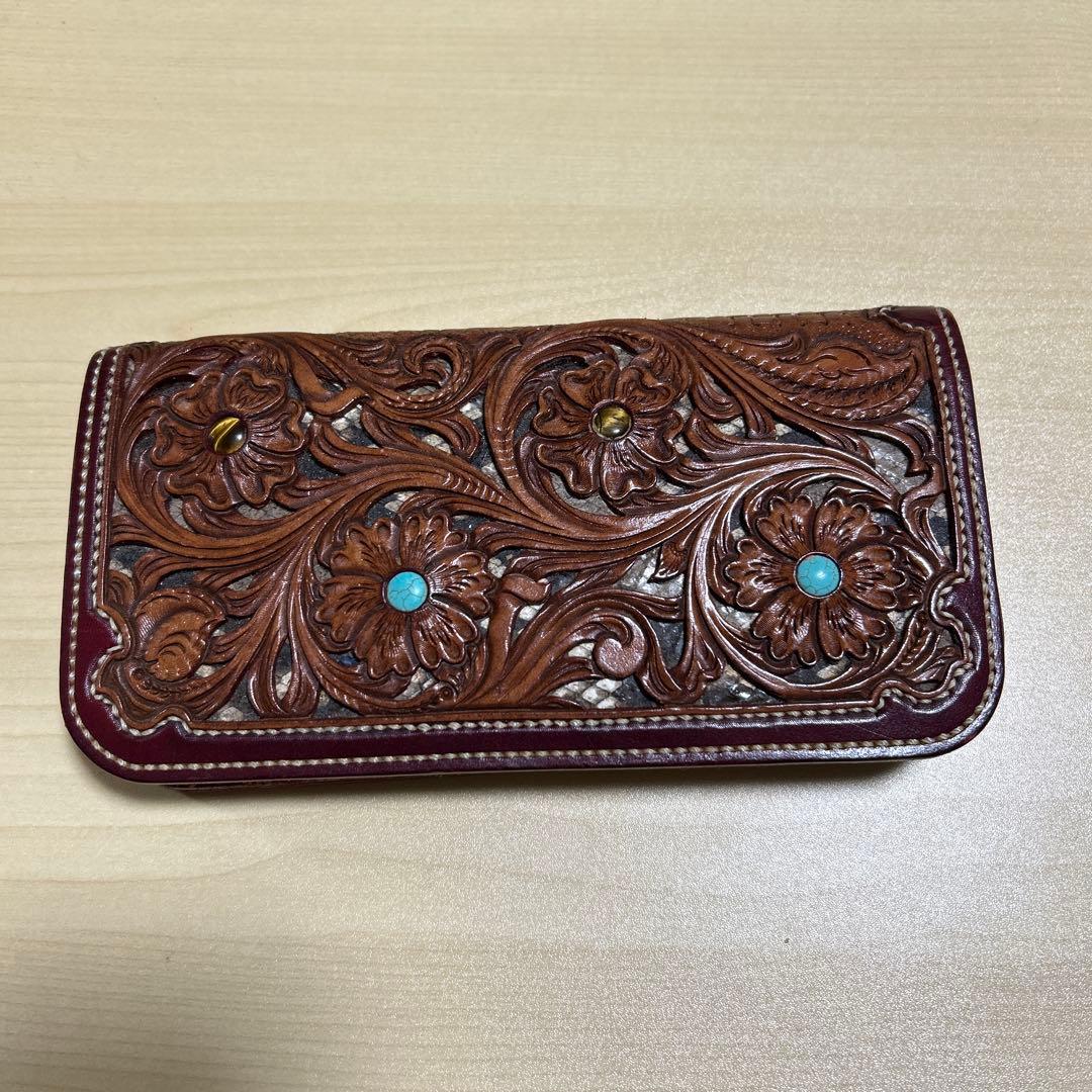花柄レリーフ長財布 カービング本革長財布 Amazon | [デイズアート] 財布 長財布 メンズ 本革 レザー バイカーズ