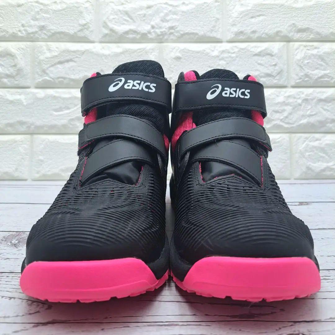 新品同様 asics アシックス 24.5 安全靴 ハイカット ベルクロ 作業靴