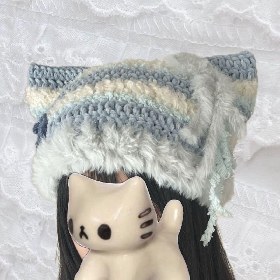 猫耳ニット帽 ハンドメイド ウィッシュコア 天使界隈 ニット帽 - メルカリ
